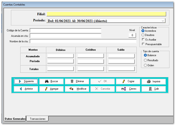 4.2.1 Definición de Cuentas