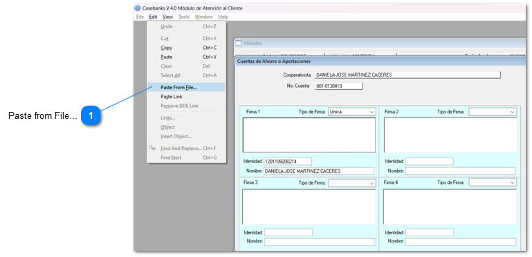 a. Realizar una transacción a una cuenta de Ahorros